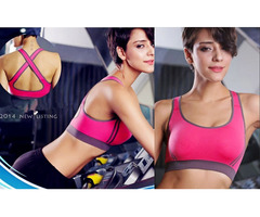 Women Padded Yoga Bra Racerback Top Athletic Vest Gym Fitness Sports